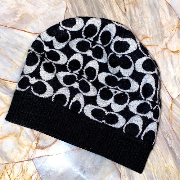 Coach Black Wool Cc Logo Beanie Hat OS main image 5